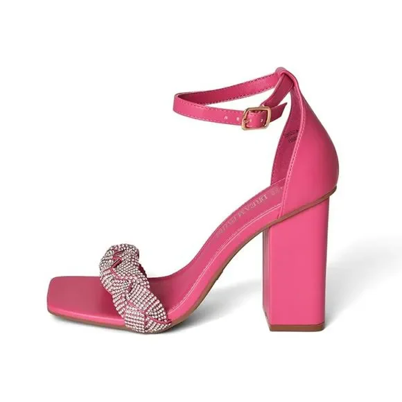 Women's Heels for Women Braided Open Toe Ankle Strap High Block Chunky Heels